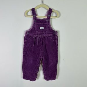 Oshkosh B'gosh Vintage Baby Girl Purple Corduroy Overalls Size 18 Months Classic